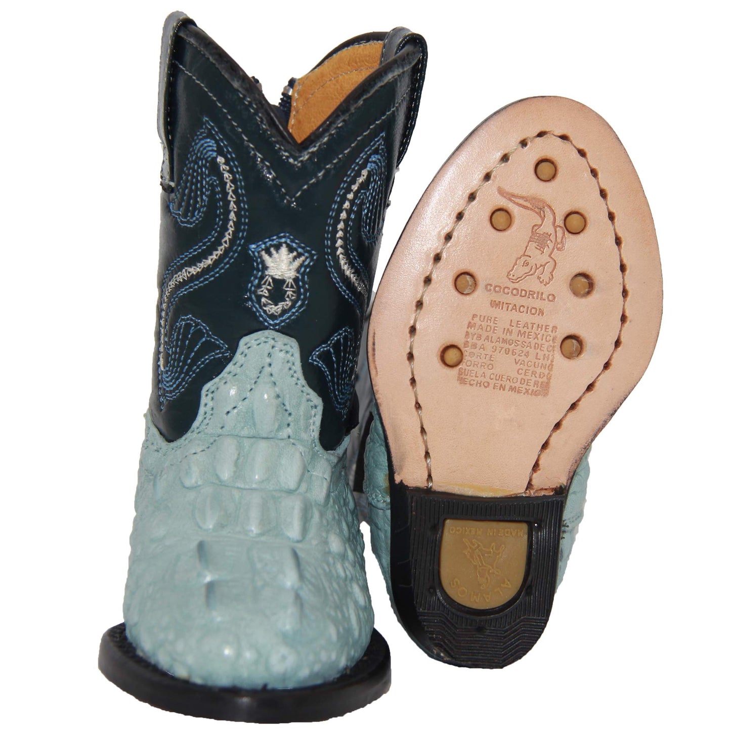 Toddler Infant Crocodile Print Oval Toe Western Boot