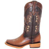 Womens Western Floral Square Toe Cowboy Boot