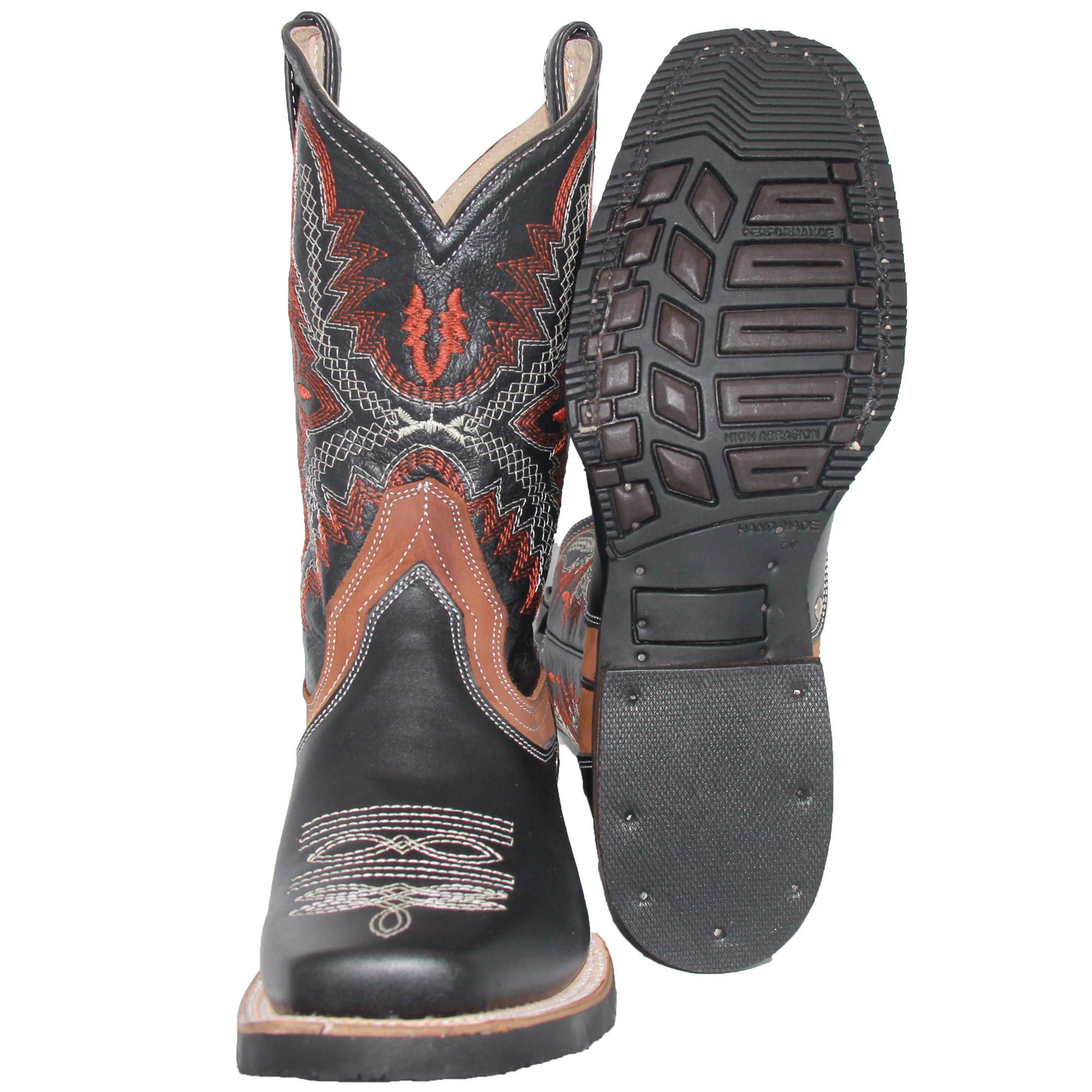 Men's Genuine Leather Square Toe Cowboy Rodeo Western Boots