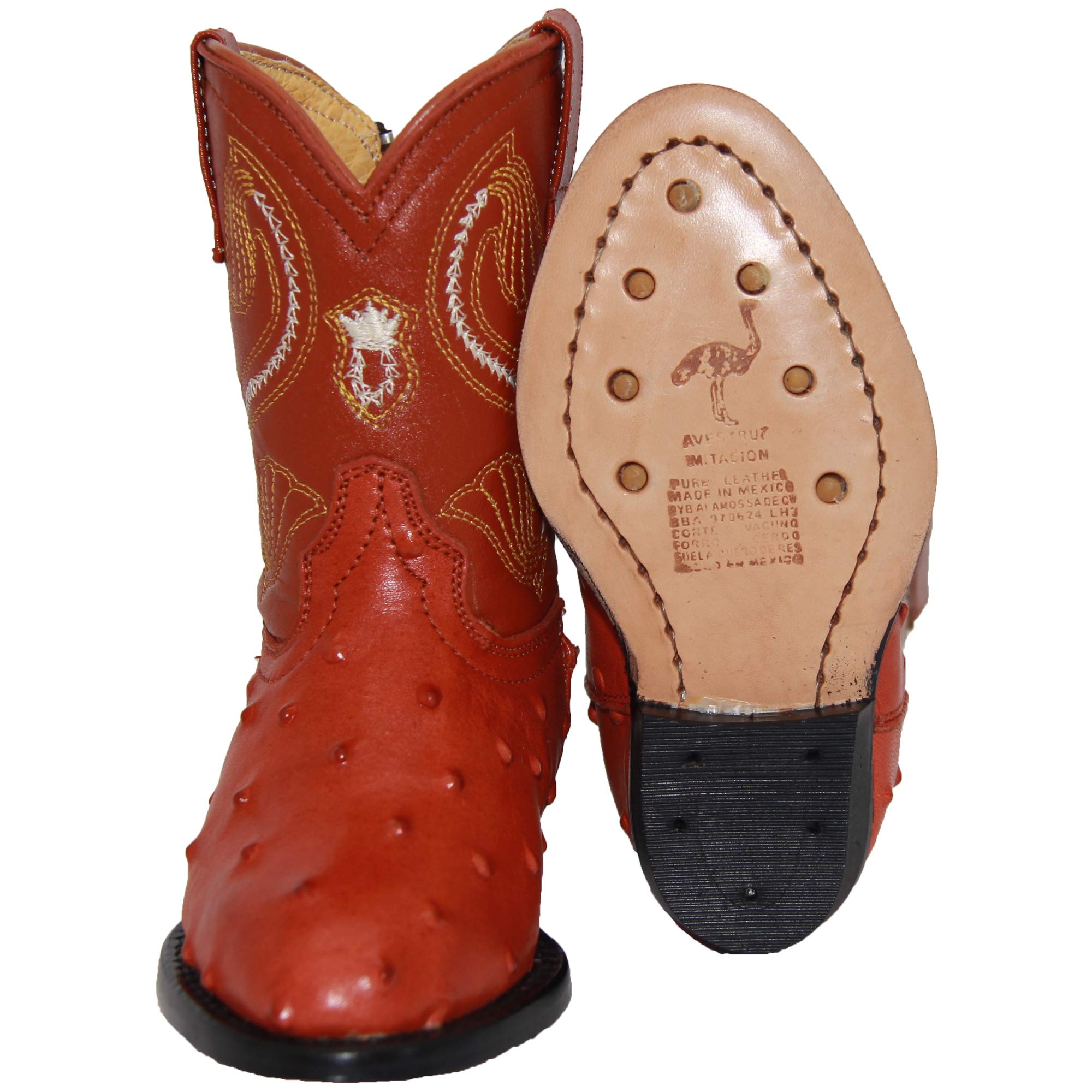 Kids Cowboy Boot Infant Toddler Ostrich Print Western Boot