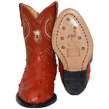 Infant Toddler Oval Toe Ostrich Print Cowboy Boot