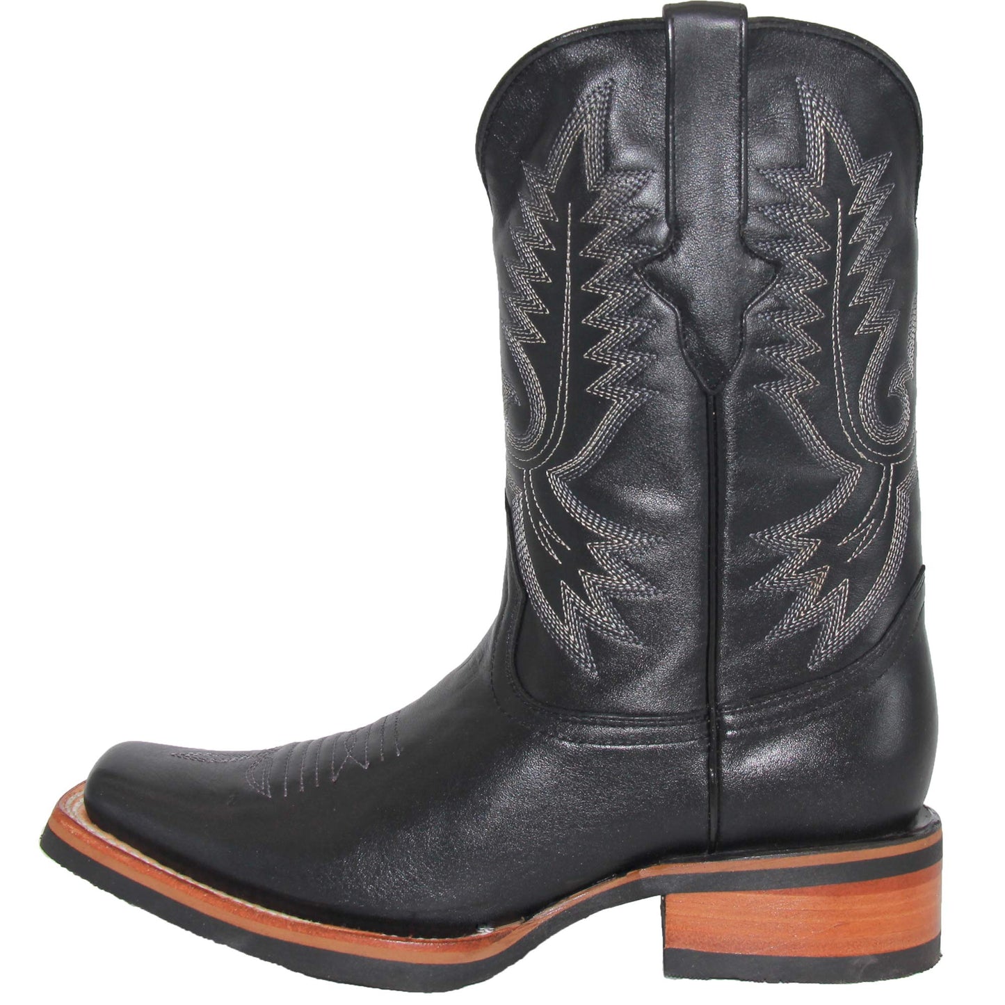 Mens Genuine Leather Square Toe Western Boots