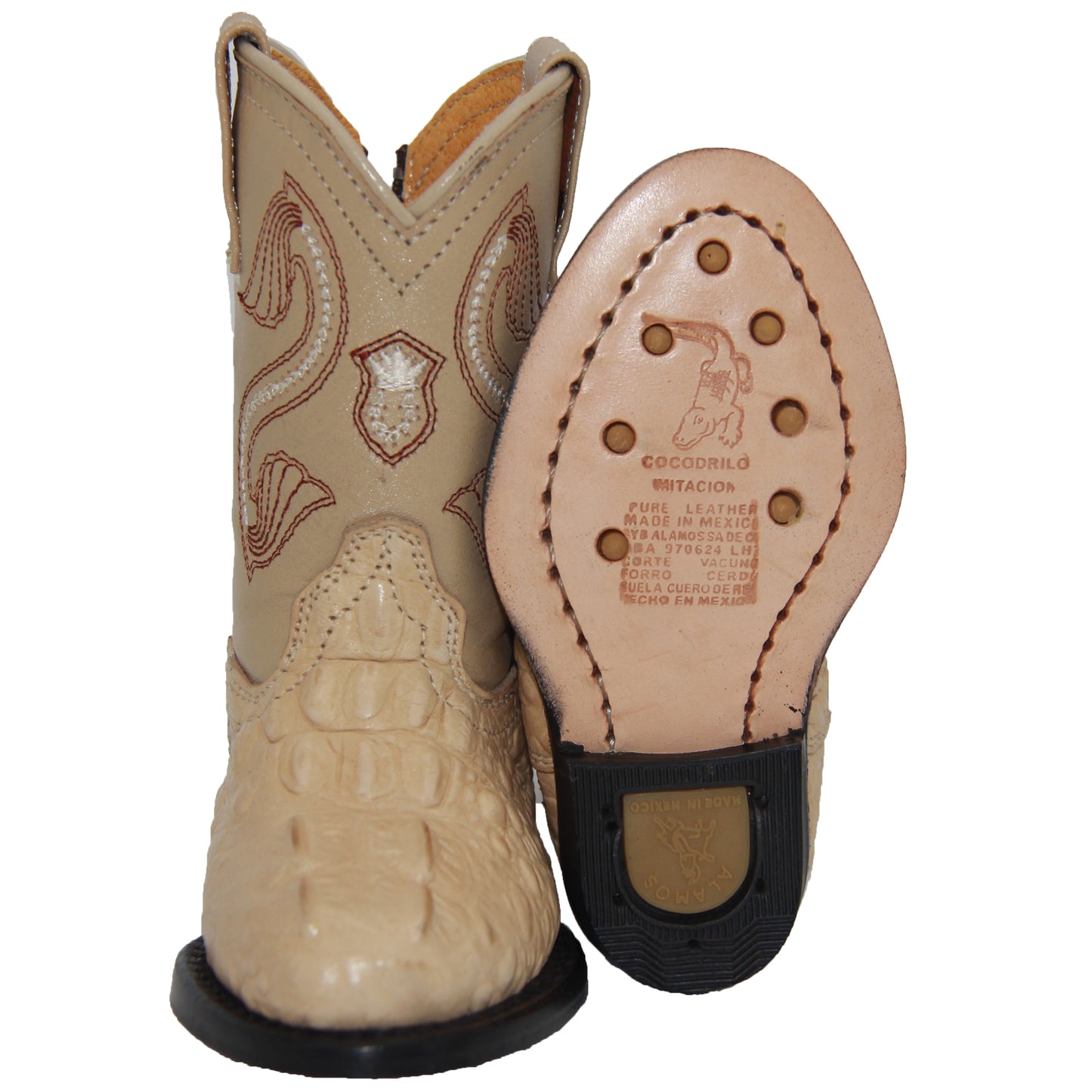 Toddler Infant Crocodile Print Oval Toe Western Boot