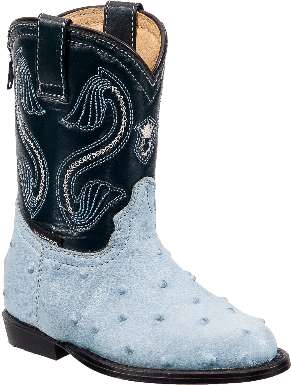 Infant Toddler Oval Toe Ostrich Print Cowboy Boot